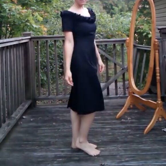 Vintage 1940s 1950s Black Dress - Picture 2 of 5
